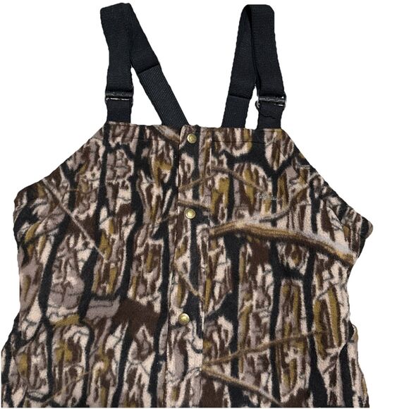 Vintage Cabela's Dry Plus Fleece Overalls Size Large Mossy Oak Camo Suspenders - Picture 2 of 13
